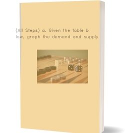 (All Steps) a. Given the table below,